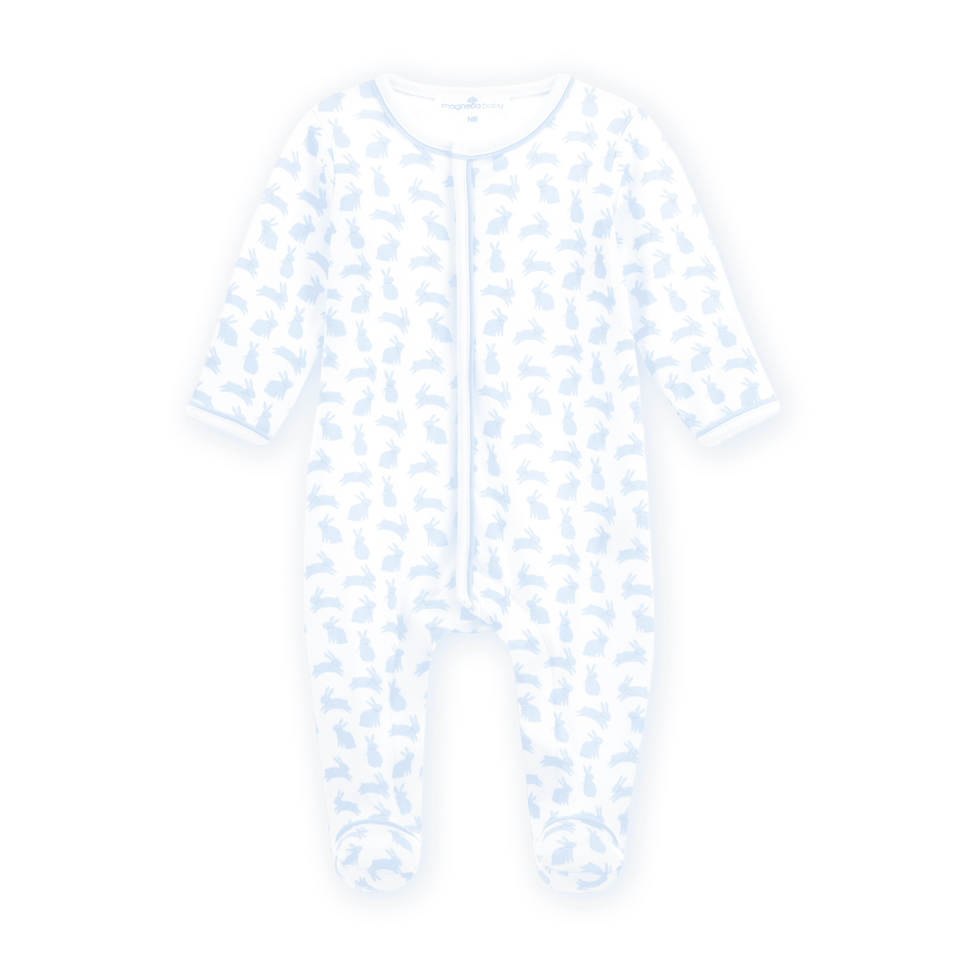 MAGNOLIA BABY Leaping Bunnies Print Zip Footie - Light Blue - Persnickety Shop