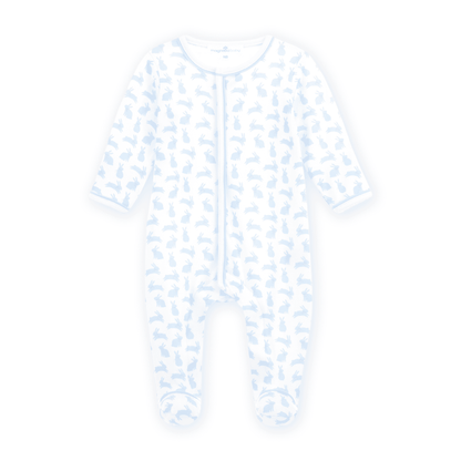 MAGNOLIA BABY Leaping Bunnies Print Zip Footie - Light Blue - Persnickety Shop