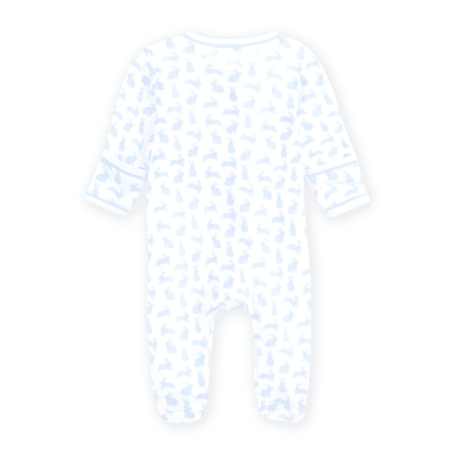 MAGNOLIA BABY Leaping Bunnies Print Zip Footie - Light Blue - Persnickety Shop