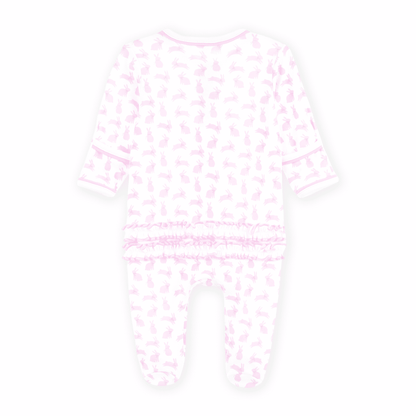 MAGNOLIA BABY Leaping Bunnies Print Zip Footie - Pink - Persnickety Shop