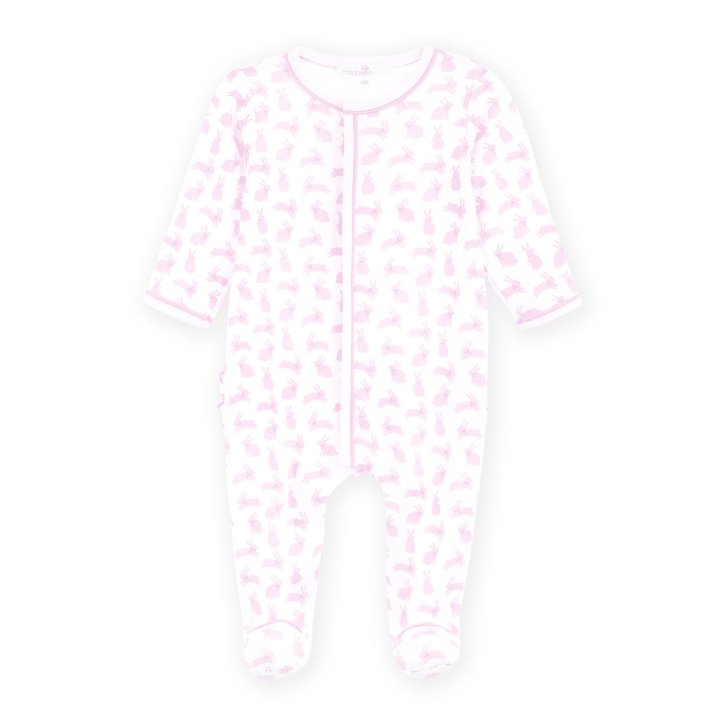 MAGNOLIA BABY Leaping Bunnies Print Zip Footie - Pink - Persnickety Shop