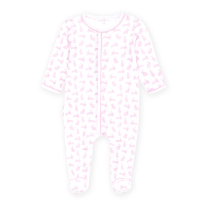 MAGNOLIA BABY Leaping Bunnies Print Zip Footie - Pink - Persnickety Shop