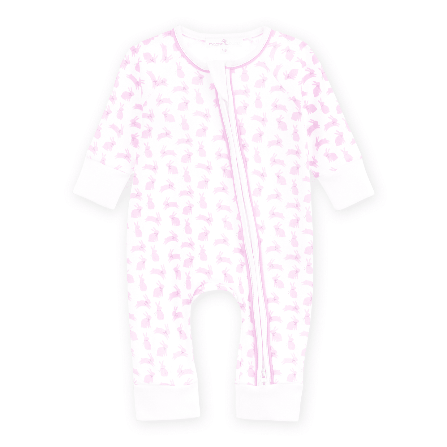 MAGNOLIA BABY Leaping Bunnies Print Zip Playsuit - Pink - Persnickety Shop