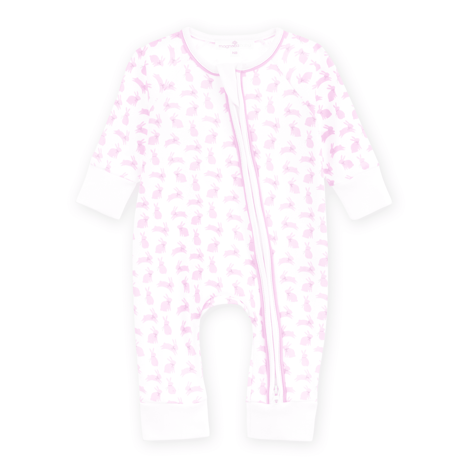 MAGNOLIA BABY Leaping Bunnies Print Zip Playsuit - Pink - Persnickety Shop
