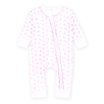 MAGNOLIA BABY Leaping Bunnies Print Zip Playsuit - Pink - Persnickety Shop