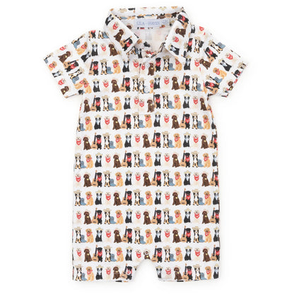 Lila and Hayes Tripp Boys' Polo Shortall - Western Pups