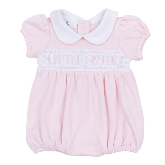 Magnolia Baby Little Sister Smocked Short Sleeve Bubble - Pink