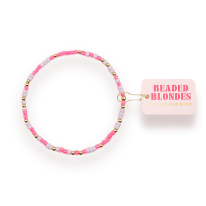 Beaded Blondes Hot Pink and Lilac Sprinkle Bracelet 6.75 inch