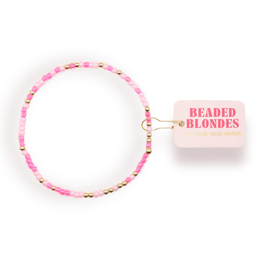 Beaded Blondes Hot Pink Sprinkle Bracelet 6.75 inch