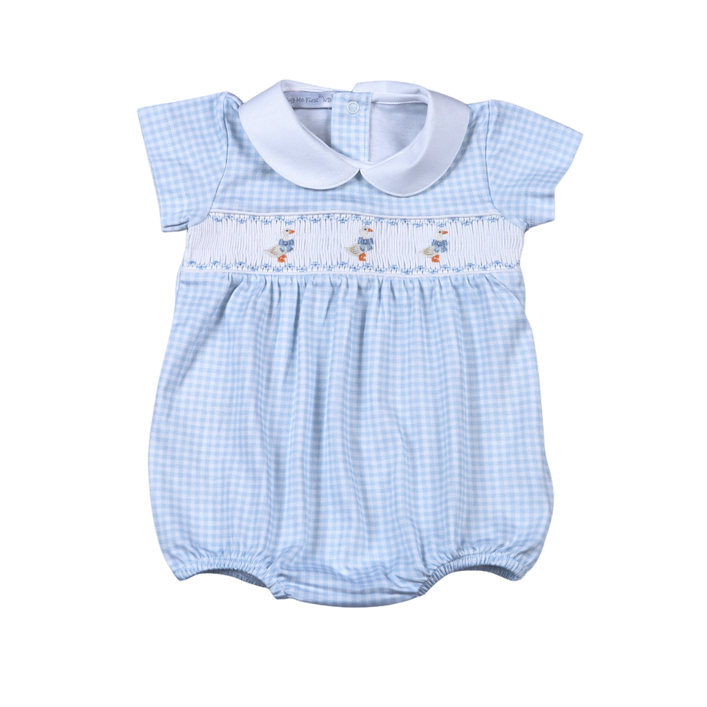 Baby Loren Blue Hand Smock Baby Goose Bubble - Persnickety Shop