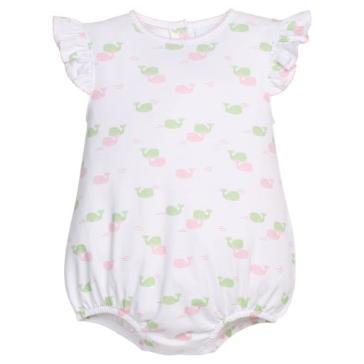 Printed Angel Sleeve Bubble - Pink Whales - Persnickety Shop