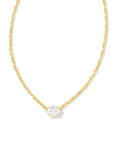 CAILIN CRYSTAL PENDANT NECKLACE GOLD METAL WHITE CZ