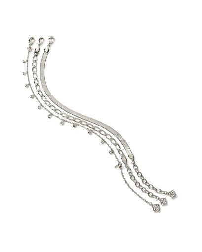 KASSIE SET OF 3 CHAIN BRACELET RHODIUM METAL