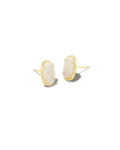 GRAYSON STONE STUD EARRINGS GOLD IRIDESCENT DRUSY