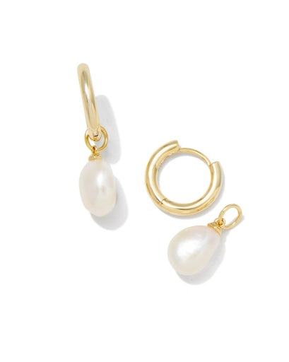 WILLA PEARL HUGGIE EARRINGS GOLD WHITE PEARL