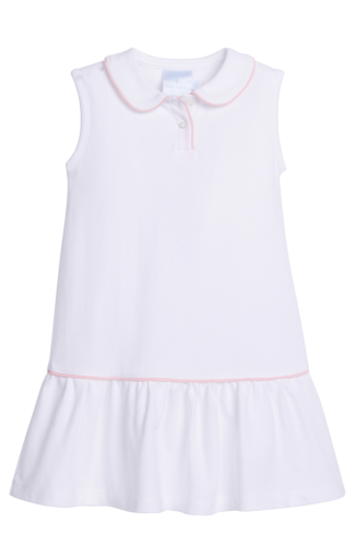 Sleeveless Polo Dress - White with Light Pink - Persnickety Shop