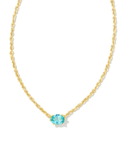 CAILIN CRYSTAL PENDANT NECKLACE GOLD AQUA CRYSTAL