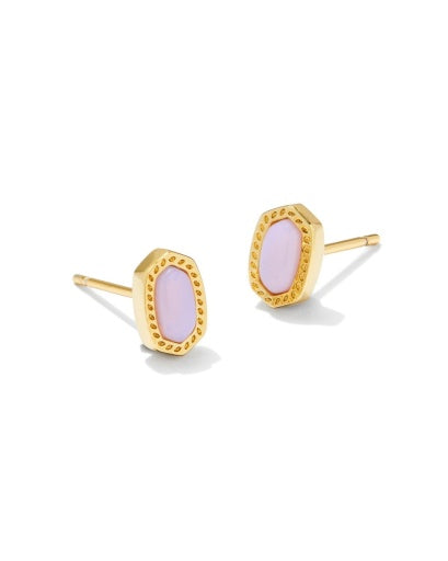 MINI ELLIE STUD EARRINGS GOLD PINK OPALITE CRYSTAL