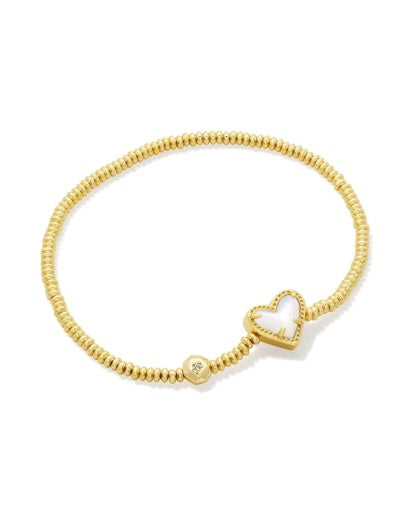 ARI HEART STRETCH BRACELET GOLD IVORY MOP