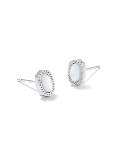 MINI ELLIE STUD EARRINGS SILVER IVORY MOTHER OF PEARL