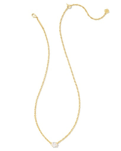 CAILIN CRYSTAL PENDANT NECKLACE GOLD METAL WHITE CZ