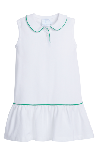 Sleeveless Polo Dress - White with Green - Persnickety Shop