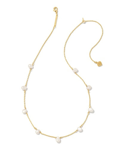 LEIGHTON PEARL STRAND NECKLACE GOLD WHITE PEARL