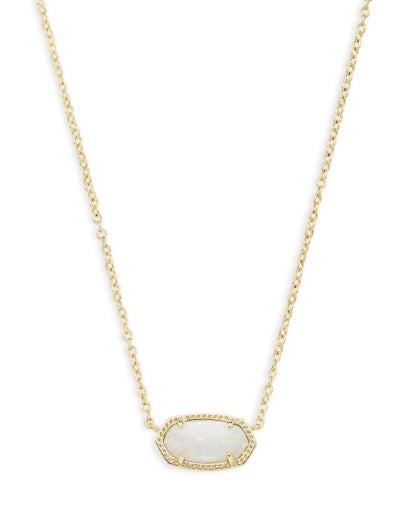 ELISA SHORT PENDANT NECKLACE GOLD WHITE OPAL