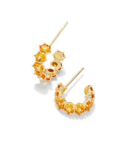 CAILIN CRYSTAL HUGGIE EARRINGS GOLD GOLDEN YELLOW CRYSTAL