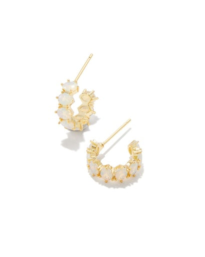 CAILIN CRYSTAL HUGGIE EARRINGS GOLD CHAMPAGNE OPAL CRYSTAL