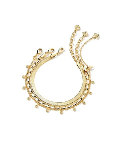 KASSIE SET OF 3 CHAIN BRACELET GOLD METAL