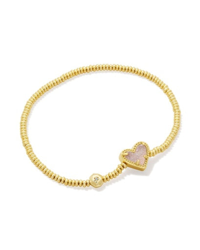 ARI HEART STRETCH BRACELET GOLD IRIDESCENT DRUSY