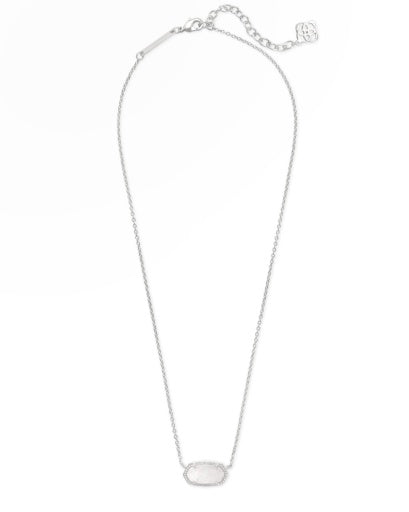 ELISA SHORT PENDANT NECKLACE RHODIUM WHITE OPAL