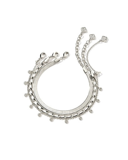 KASSIE SET OF 3 CHAIN BRACELET RHODIUM METAL