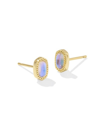 MINI ELLIE STUD EARRINGS GOLD DICHROIC GLASS