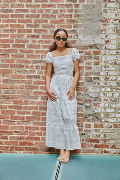 THEME Bella White Heart & Flower Eyelet Maxi - Persnickety Shop