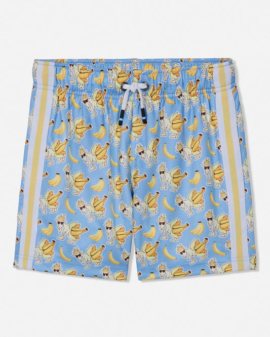 Goat Toddler Banana Split AOP Mesh Shorts: Carolina Blue