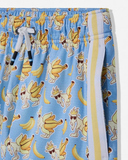 Goat Toddler Banana Split AOP Mesh Shorts: Carolina Blue