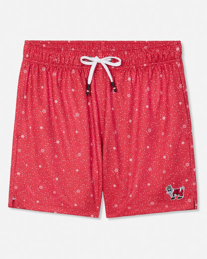 Goat Boys Snowflake and Santa Mesh Shorts: Red - Persnickety Shop