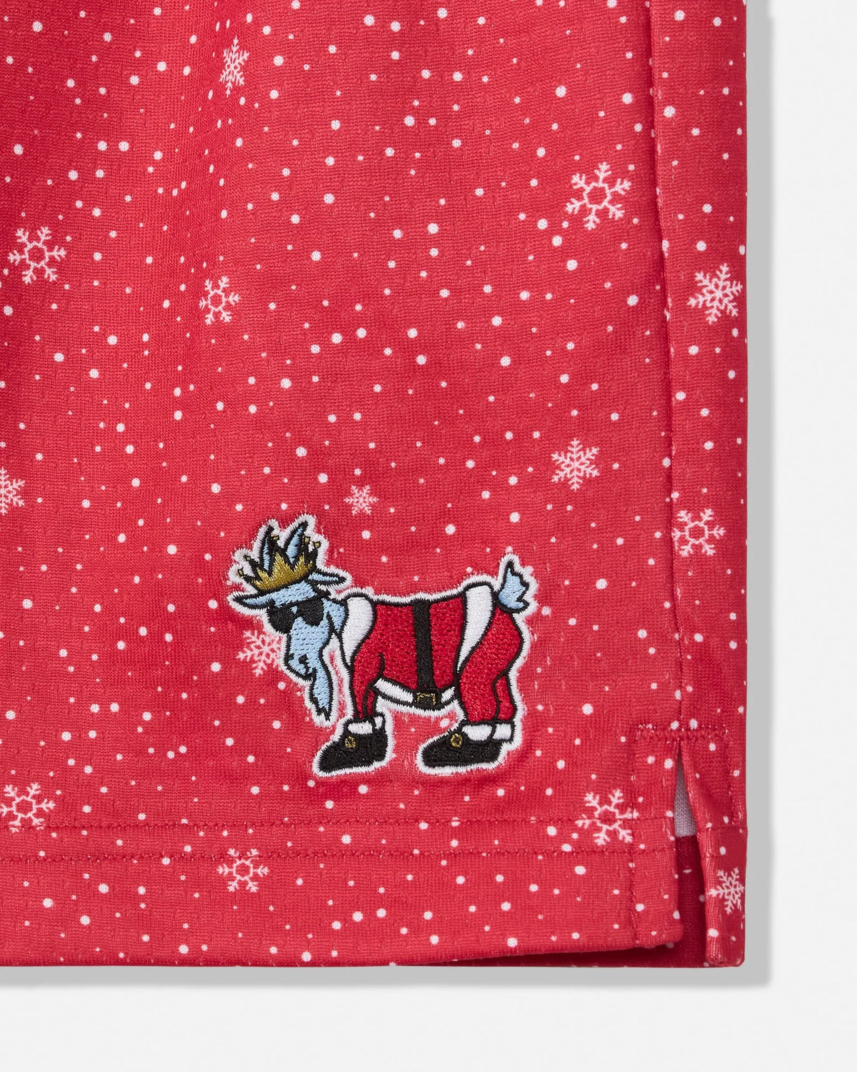 Goat Boys Snowflake and Santa Mesh Shorts: Red - Persnickety Shop