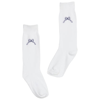 Little English Knee Highs - Navy Bow