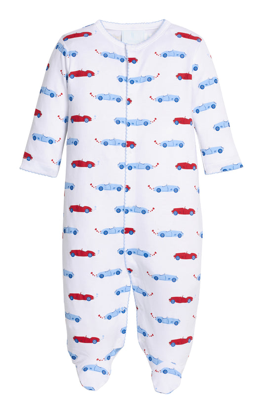 Little English Printed Footie - Race Cars