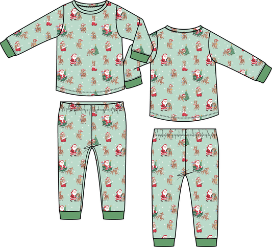 PREORDER Angel Dear Vintage Reindeer & Santa Uni - Long Sleeve Loungewear Set