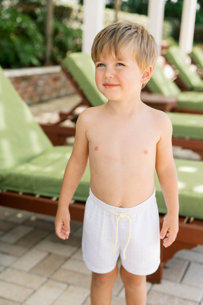 BARNES BATHING SUIT- CORNFLOWER CHECK WITH YELLOW TIE - Persnickety Shop