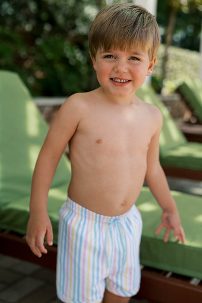 BARNES BATHING SUIT- SORBET STRIPE WITH BLUE TIE - Persnickety Shop