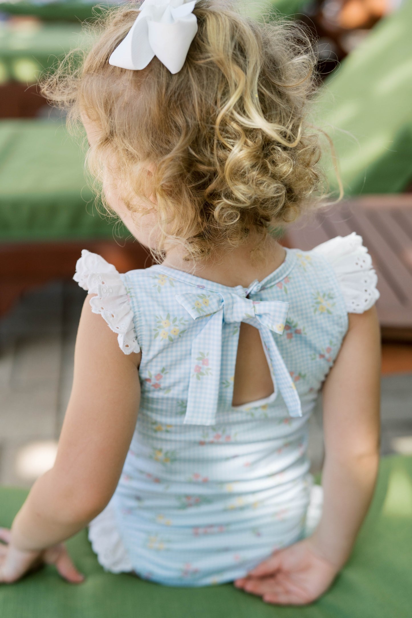 LOTTIE SWIMSUIT- SPRING TIME BLOOMS WITH WHITE EYELET TRIM - Persnickety Shop