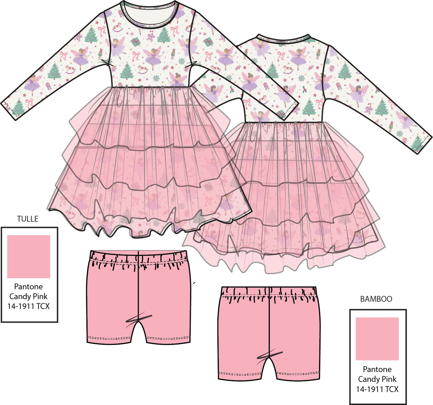PREORDER Angel Dear Sugar Plum Fairies - Twirly Long Sleeve Tutu Dress With Cartwheel Short