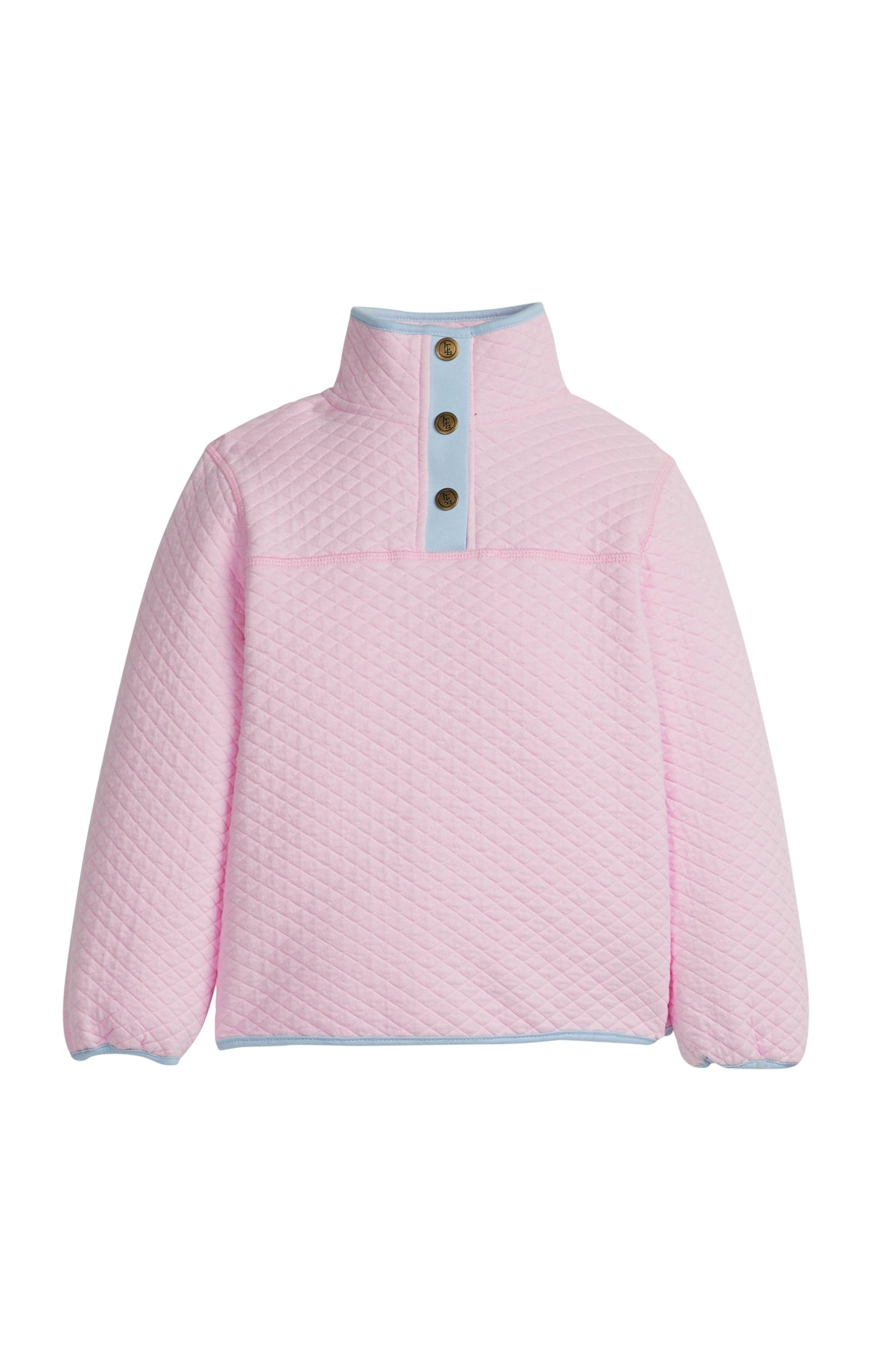 Little English Classic Quilted Pullover - Light Pink with Light Blue
