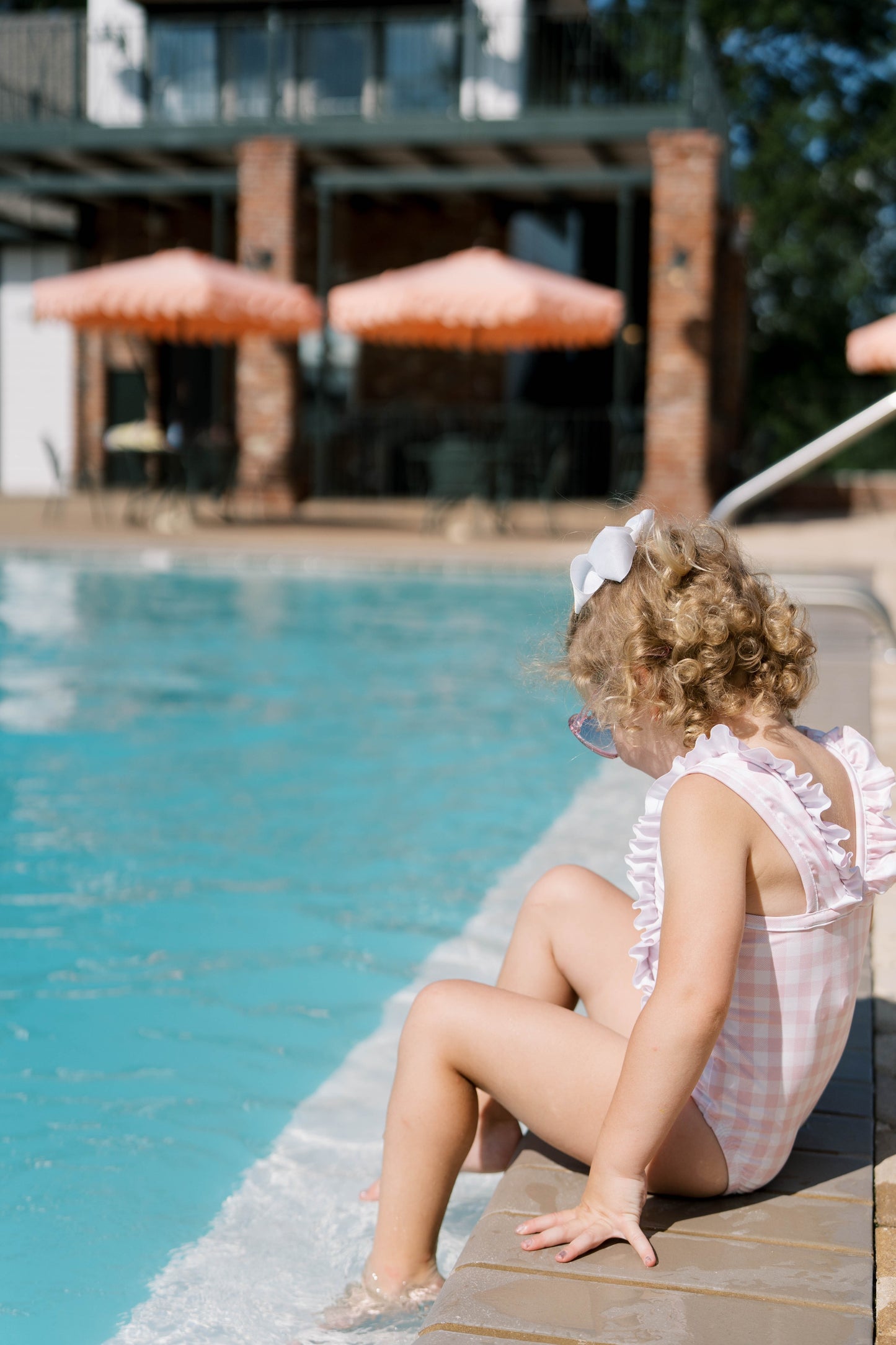 MOLLY SWIMSUIT- PLAYFUL PINK BUFFALO CHECK WITH WHITE RIC RAC - Persnickety Shop