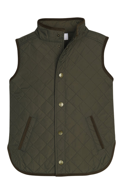 Little English Classic Quilted Vest - Olive